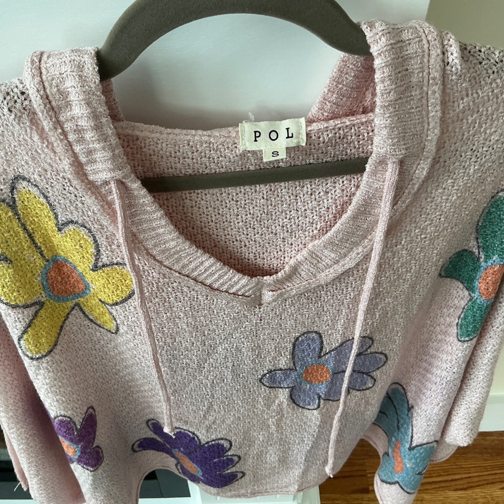 New POL Floral Knit Sweater Hoodie size Small - Picture 4 of 4